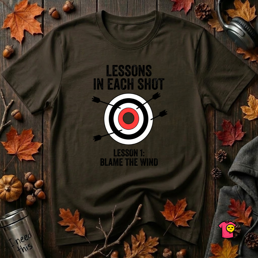 Lessons in Each Shot sarcastic graphic t-shirt in Black by Snarky Sarks