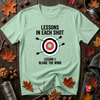 Lessons in Each Shot sarcastic graphic t-shirt in Mint by Snarky Sarks