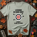 Lessons in Each Shot sarcastic graphic t-shirt in Sage by Snarky Sarks