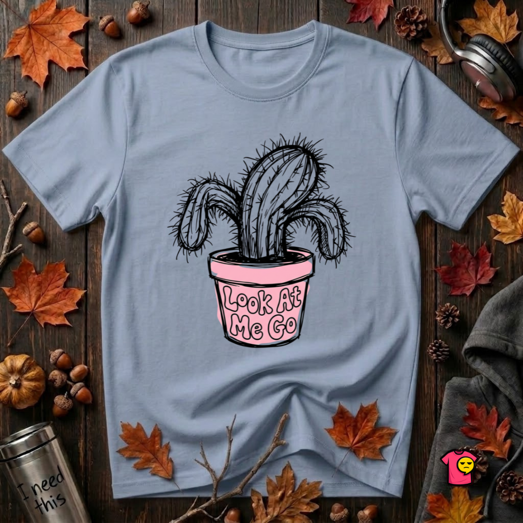 Look At Me Go sarcastic graphic t-shirt in Heather Prism Blue by Snarky Sarks