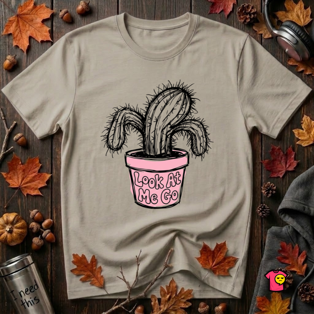 Look At Me Go sarcastic graphic t-shirt in Heather Stone by Snarky Sarks