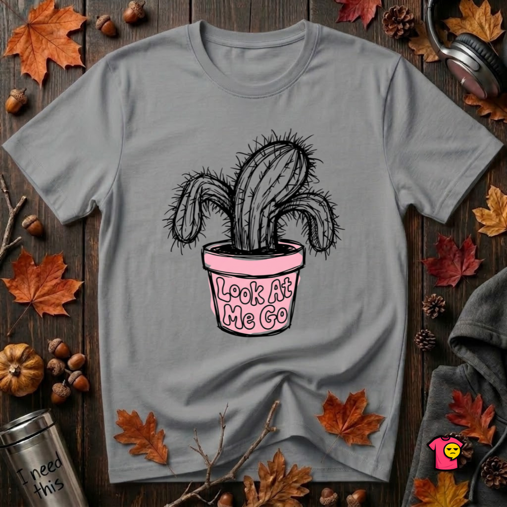 Look At Me Go sarcastic graphic t-shirt in Heather Storm by Snarky Sarks