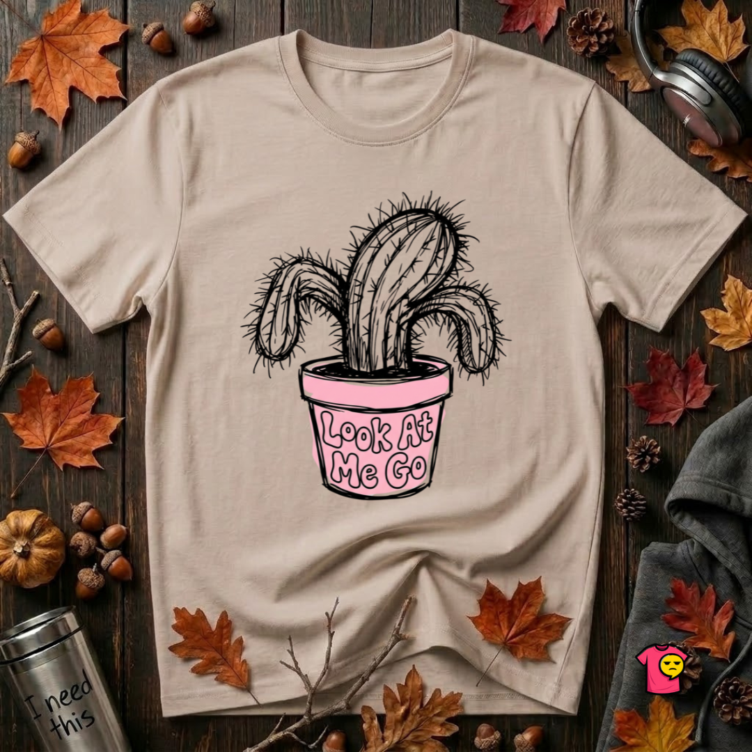 Look At Me Go sarcastic graphic t-shirt in Natural by Snarky Sarks