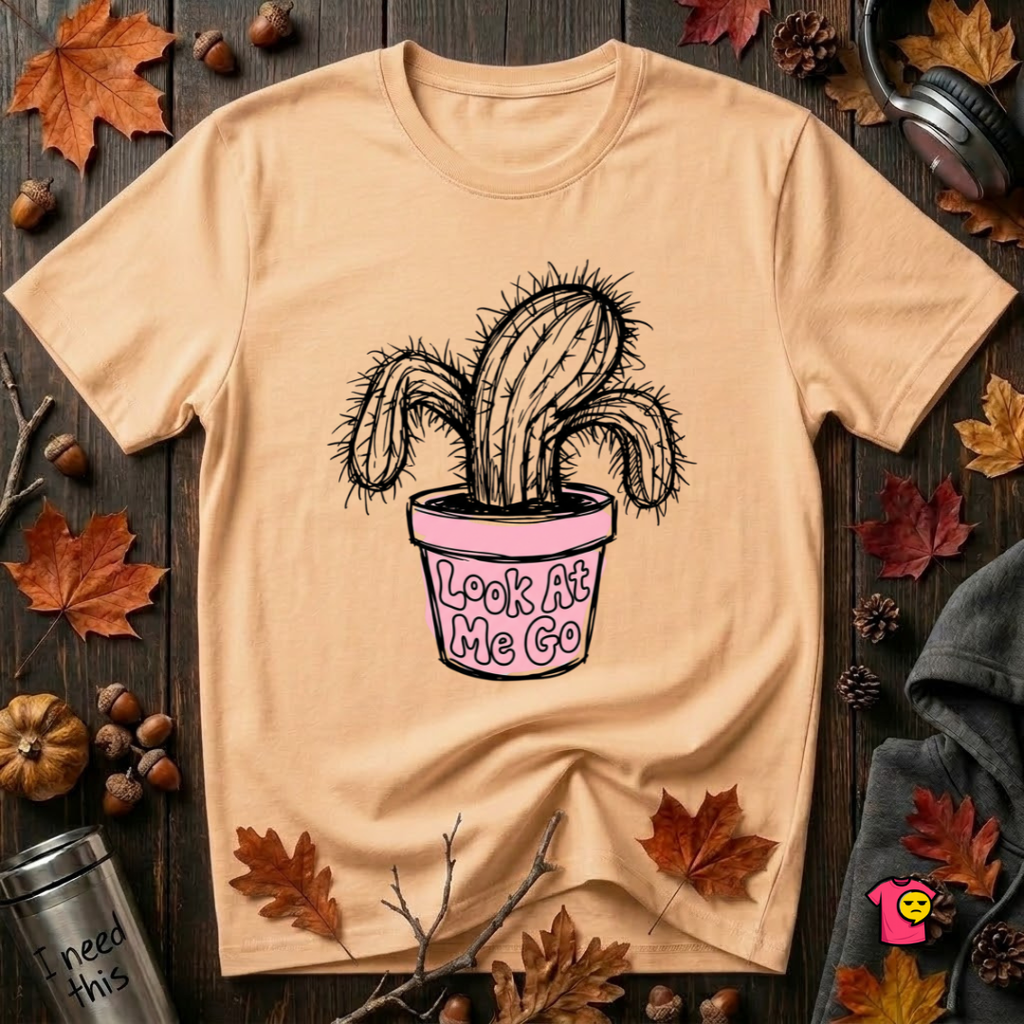 Look At Me Go sarcastic graphic t-shirt in Peach by Snarky Sarks