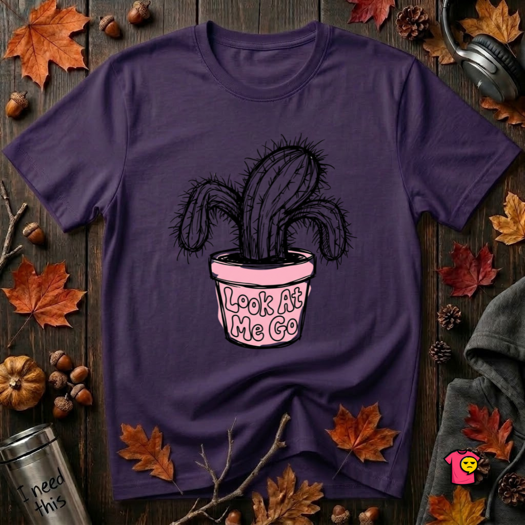 Look At Me Go sarcastic graphic t-shirt in Purple by Snarky Sarks