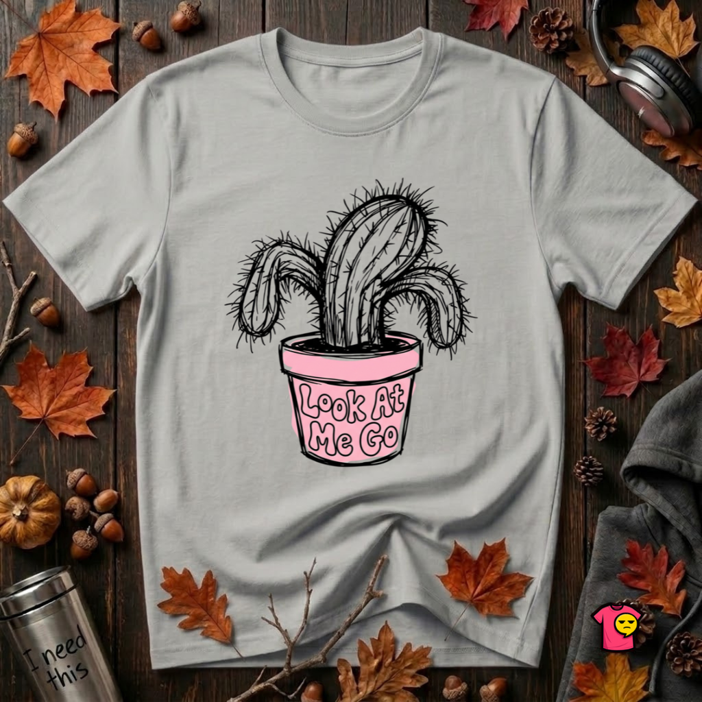 Look At Me Go sarcastic graphic t-shirt in Silver by Snarky Sarks