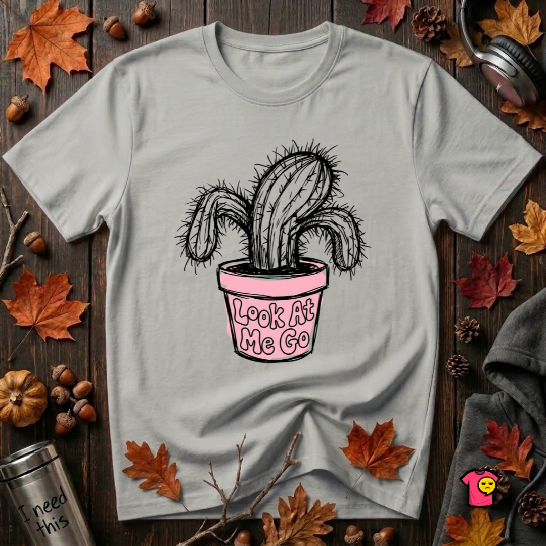 Look At Me Go sarcastic graphic t-shirt in Silver by Snarky Sarks