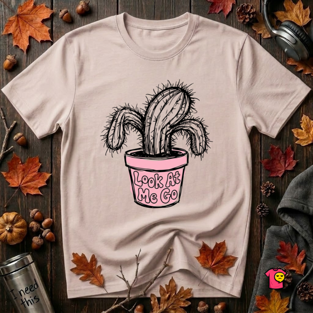 Look At Me Go sarcastic graphic t-shirt in Soft Pink by Snarky Sarks