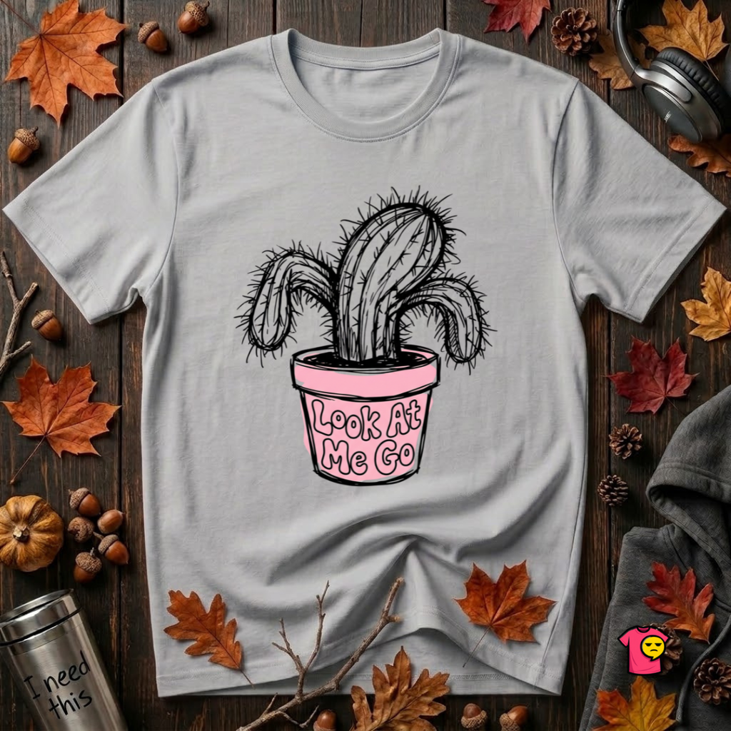 Look At Me Go sarcastic graphic t-shirt in Solid Athletic Gray by Snarky Sarks