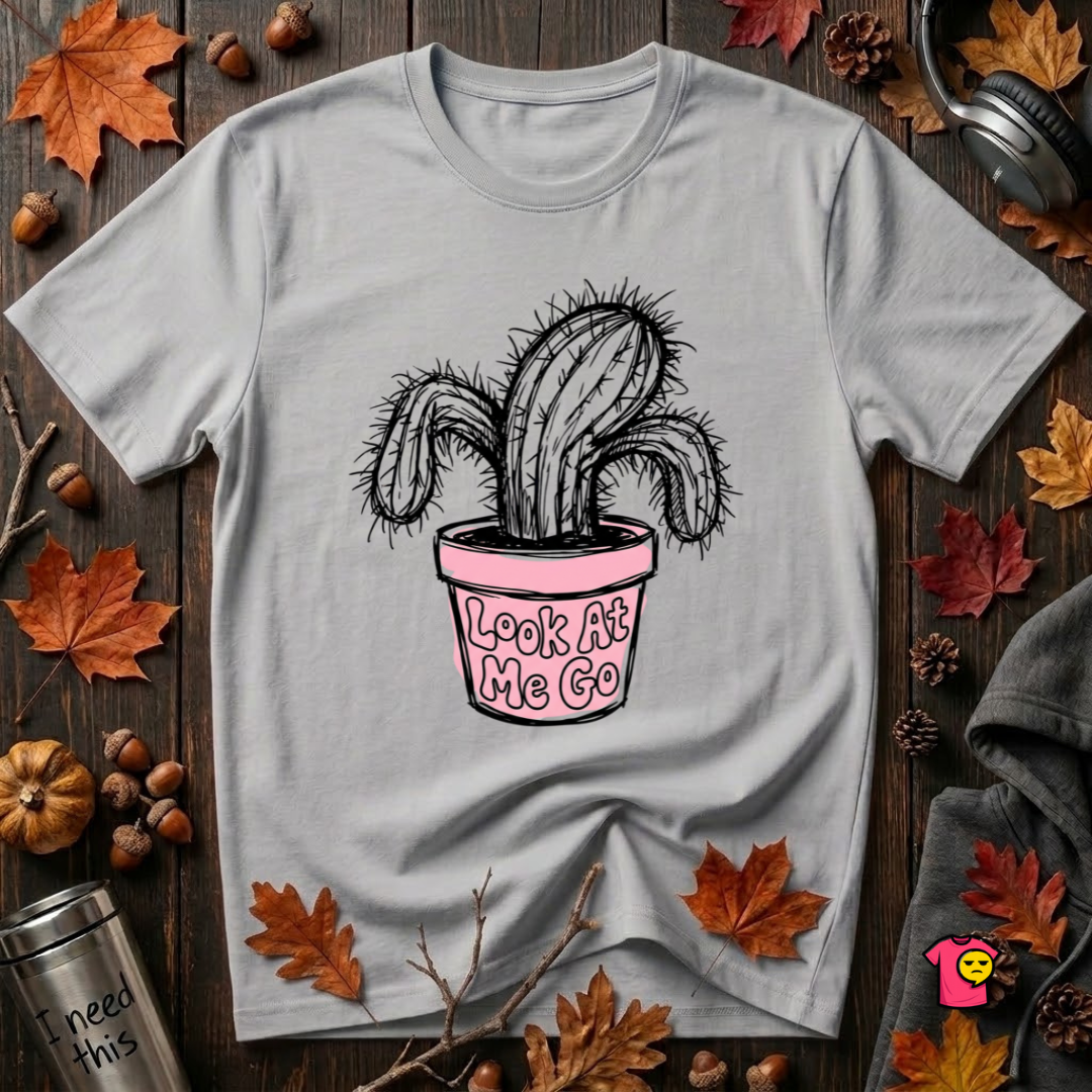 Look At Me Go sarcastic graphic t-shirt in Solid Athletic Gray by Snarky Sarks
