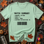 Match Summary -- 0% Satisfaction sarcastic graphic t-shirt in Mint by Snarky Sarks
