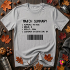 Match Summary -- 0% Satisfaction sarcastic graphic t-shirt in Solid Athletic Gray by Snarky Sarks