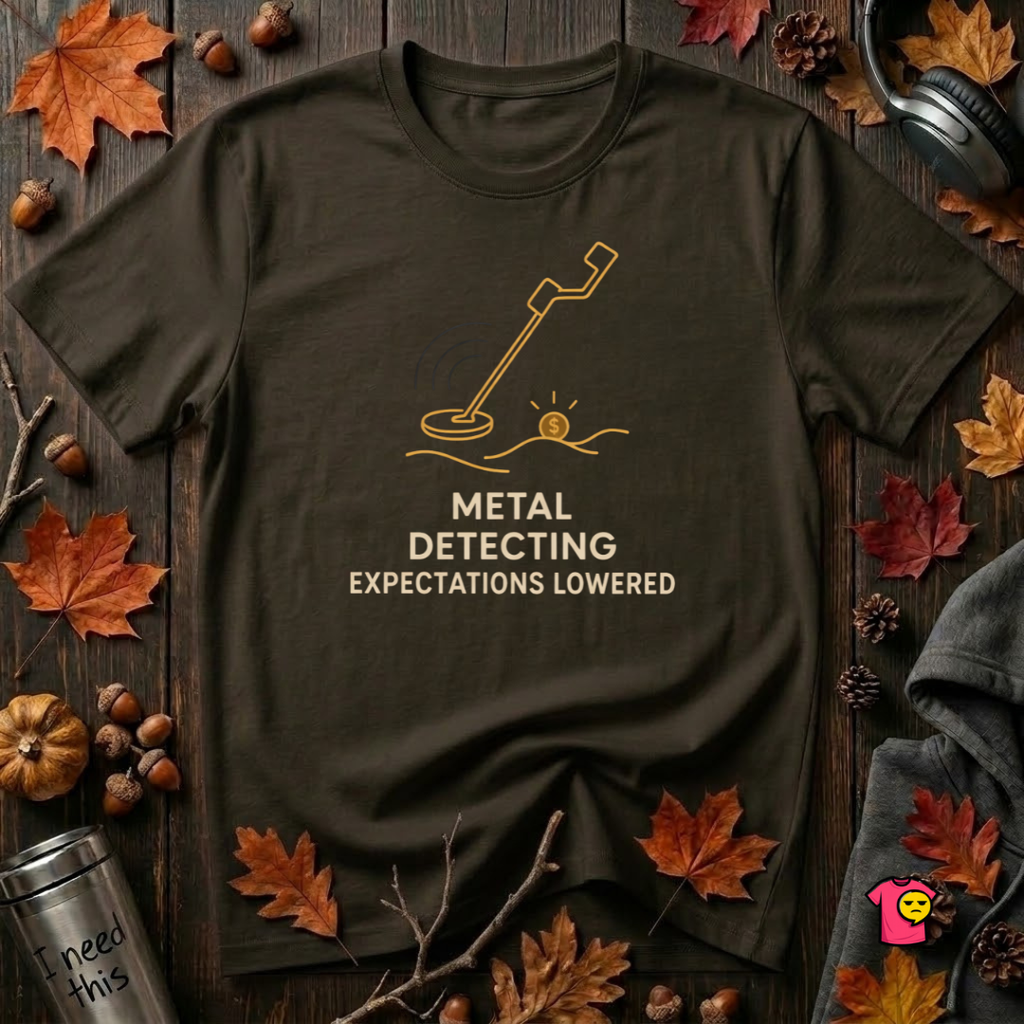 Metal Detecting. Expectations Lowered. sarcastic graphic t-shirt in Black by Snarky Sarks