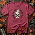 Mundane Madness Tour sarcastic graphic t-shirt in Cardinal by Snarky Sarks