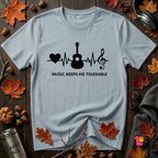 Music Makes Me Tolerable sarcastic graphic t-shirt in Light Blue by Snarky Sarks