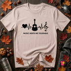 Music Makes Me Tolerable sarcastic graphic t-shirt in Soft Pink by Snarky Sarks
