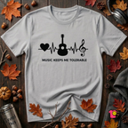 Music Makes Me Tolerable sarcastic graphic t-shirt in Solid Athletic Gray by Snarky Sarks