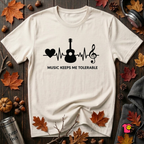 Music Makes Me Tolerable sarcastic graphic t-shirt in White by Snarky Sarks
