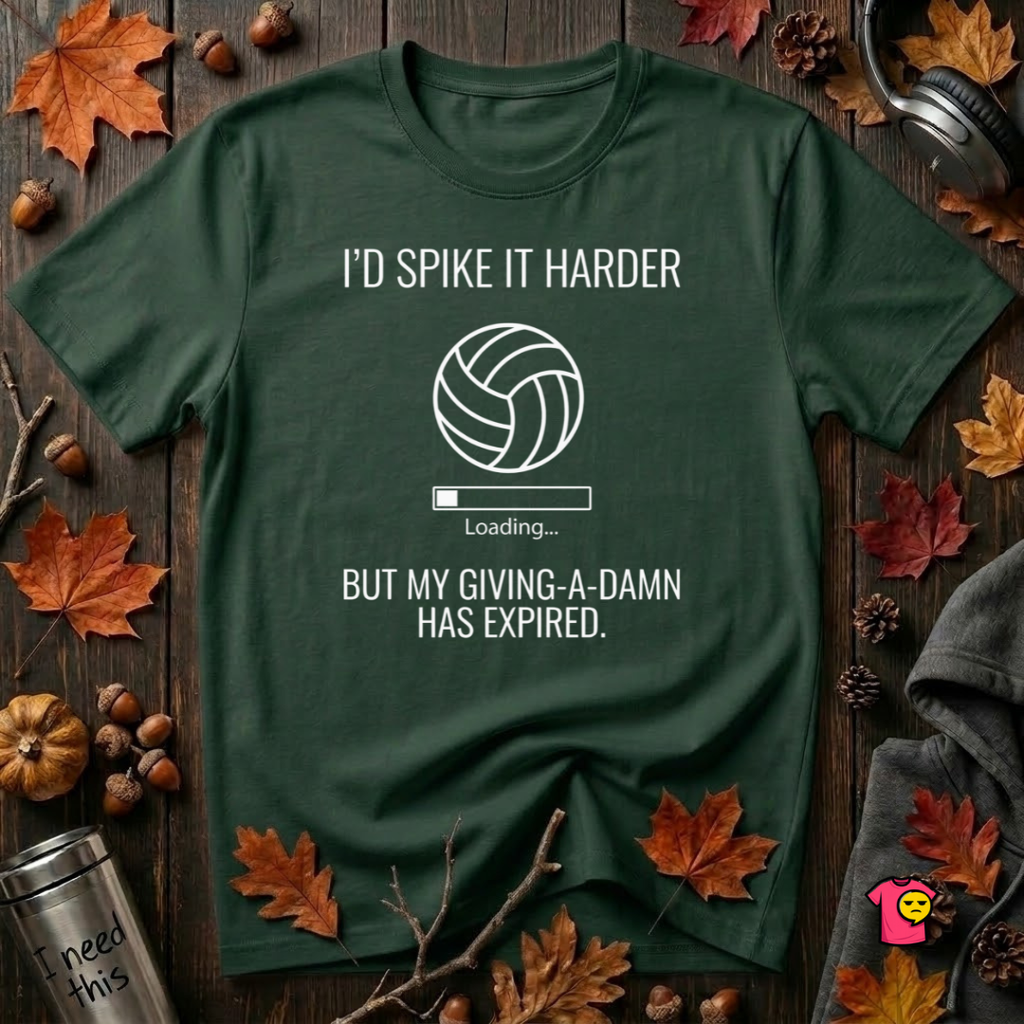 My Give a Damn Expired sarcastic graphic t-shirt in Forest by Snarky Sarks