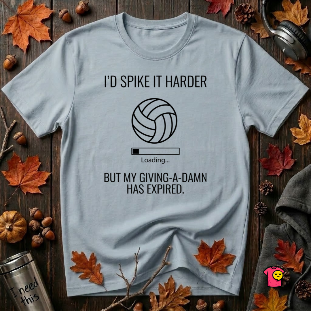 My Give a Damn Expired sarcastic graphic t-shirt in Light Blue by Snarky Sarks