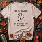 My Give a Damn Expired sarcastic graphic t-shirt in Soft Pink by Snarky Sarks