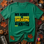 My Hobby is Swearing at Knots sarcastic graphic t-shirt in Kelly by Snarky Sarks