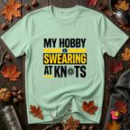 My Hobby is Swearing at Knots sarcastic graphic t-shirt in Mint by Snarky Sarks