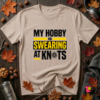 My Hobby is Swearing at Knots sarcastic graphic t-shirt in Natural by Snarky Sarks