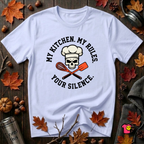 My Kitchen. My Rules. Your Silence. sarcastic graphic t-shirt in Ash by Snarky Sarks