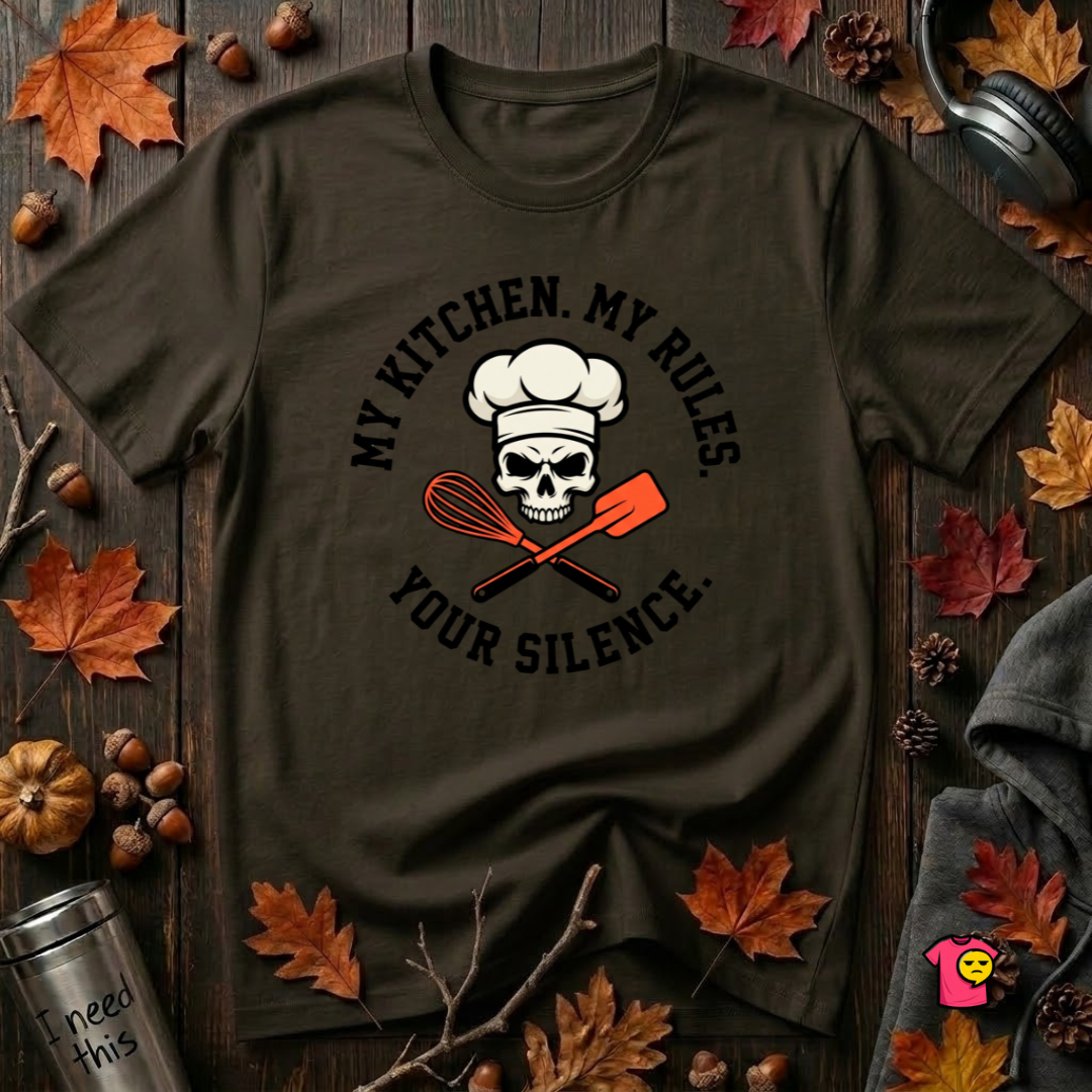 My Kitchen. My Rules. Your Silence. sarcastic graphic t-shirt in Black by Snarky Sarks