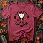 My Kitchen. My Rules. Your Silence. sarcastic graphic t-shirt in Cardinal by Snarky Sarks