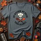 My Kitchen. My Rules. Your Silence. sarcastic graphic t-shirt in Dark Gray by Snarky Sarks