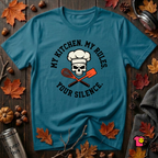 My Kitchen. My Rules. Your Silence. sarcastic graphic t-shirt in Deep Teal by Snarky Sarks