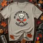 My Kitchen. My Rules. Your Silence. sarcastic graphic t-shirt in Heather Stone by Snarky Sarks