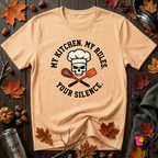 My Kitchen. My Rules. Your Silence. sarcastic graphic t-shirt in Peach by Snarky Sarks