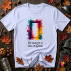 My Reality is Still in Gesso sarcastic art graphic t-shirt in Ash by Snarky Sarks