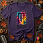 My Reality is Still in Gesso sarcastic art graphic t-shirt in Purple by Snarky Sarks