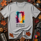 My Reality is Still in Gesso sarcastic art graphic t-shirt in Solid Athletic Gray by Snarky Sarks