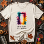 My Reality is Still in Gesso sarcastic art graphic t-shirt in White by Snarky Sarks