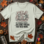 My Therapy Has Some Threads that Need Work sarcastic sewing t-shirt in Citron by Snarky Sarks