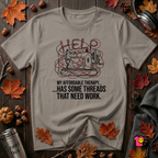 My Therapy Has Some Threads that Need Work sarcastic sewing t-shirt in Deep Heather by Snarky Sarks