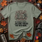 My Therapy Has Some Threads that Need Work sarcastic sewing t-shirt in Military Green by Snarky Sarks