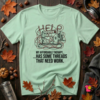 My Therapy Has Some Threads that Need Work sarcastic sewing t-shirt in Mint by Snarky Sarks