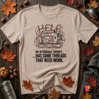 My Therapy Has Some Threads that Need Work sarcastic sewing t-shirt in Natural by Snarky Sarks