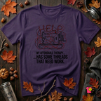 My Therapy Has Some Threads that Need Work sarcastic sewing t-shirt in Purple by Snarky Sarks