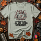 My Therapy Has Some Threads that Need Work sarcastic sewing t-shirt in Sage by Snarky Sarks