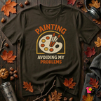 Painting -- Avoiding My Problems sarcastic art graphic t-shirt in Black by Snarky Sarks