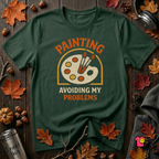 Painting -- Avoiding My Problems sarcastic art graphic t-shirt in Forest by Snarky Sarks