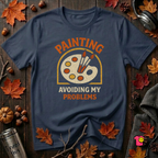 Painting -- Avoiding My Problems sarcastic art graphic t-shirt in Navy by Snarky Sarks