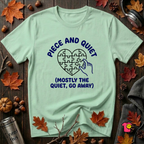 Piece and Quiet sarcastic puzzle graphic t-shirt in Mint by Snarky Sarks